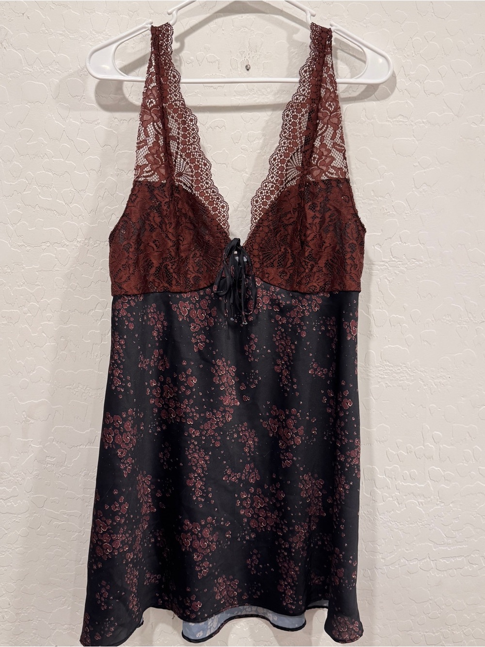 Free People Countryside Printed Satin Slip Dress Womens Medium Mini Lace Trim - Picture 2 of 9